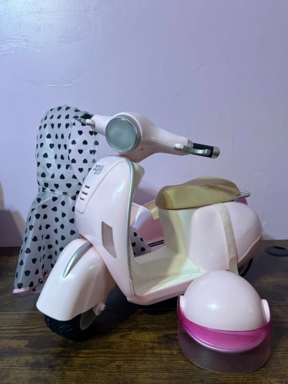 Our Generation Ride Along Scooter Helmet Hooded Poncho Vehicle Accessory Set